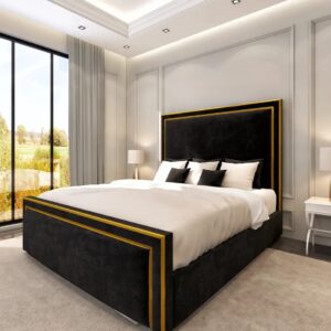 Golden Ibiza Linear Bed with Gold Fabric Lining